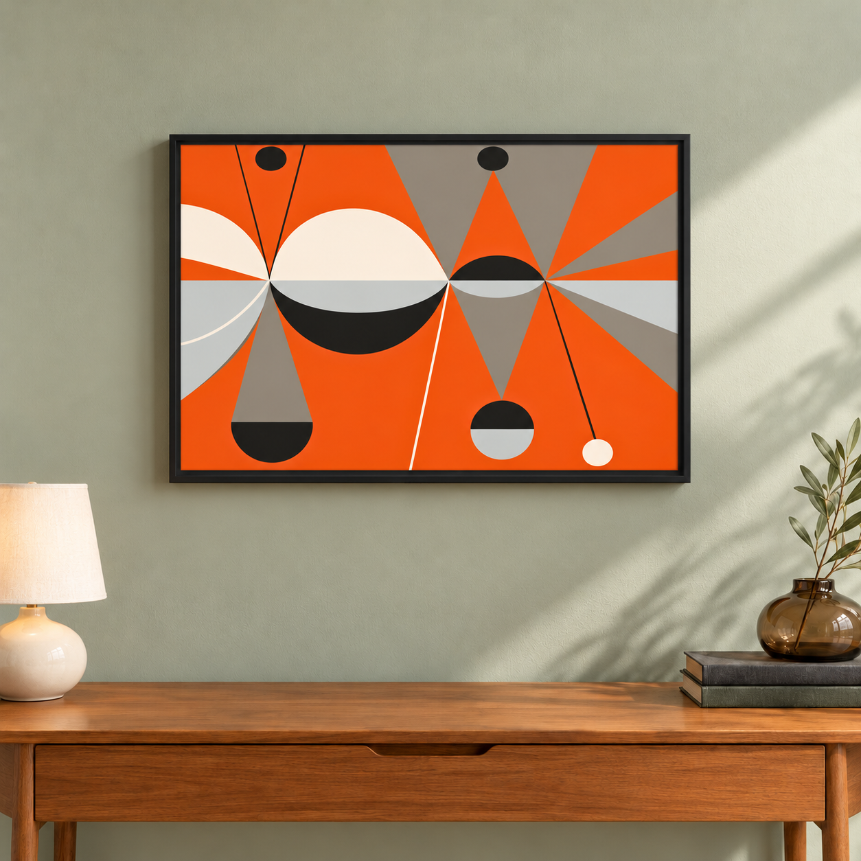 Forum 64 Framed Canvas- Orange Taupe