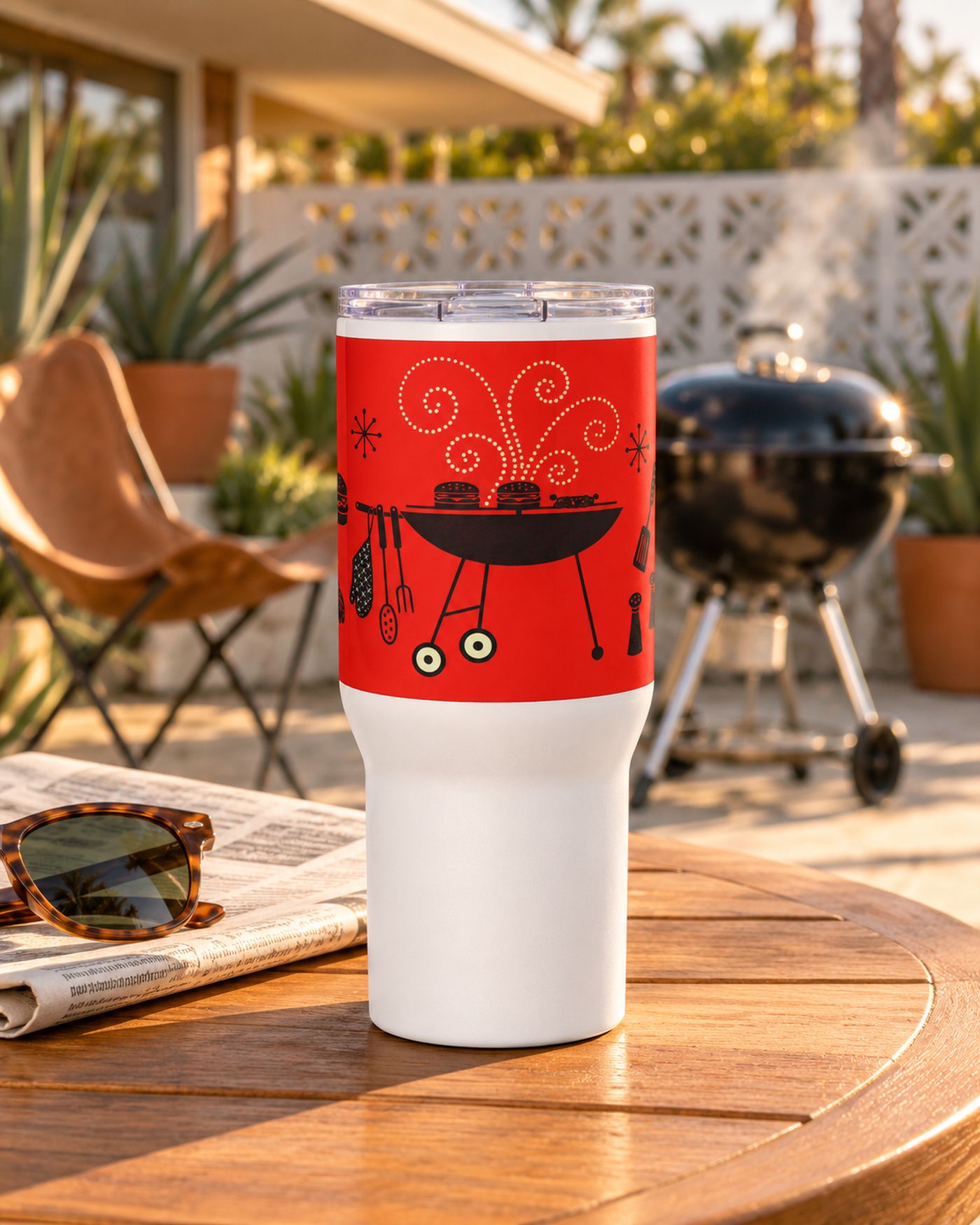 Atomic BBQ Travel Mug with a Handle