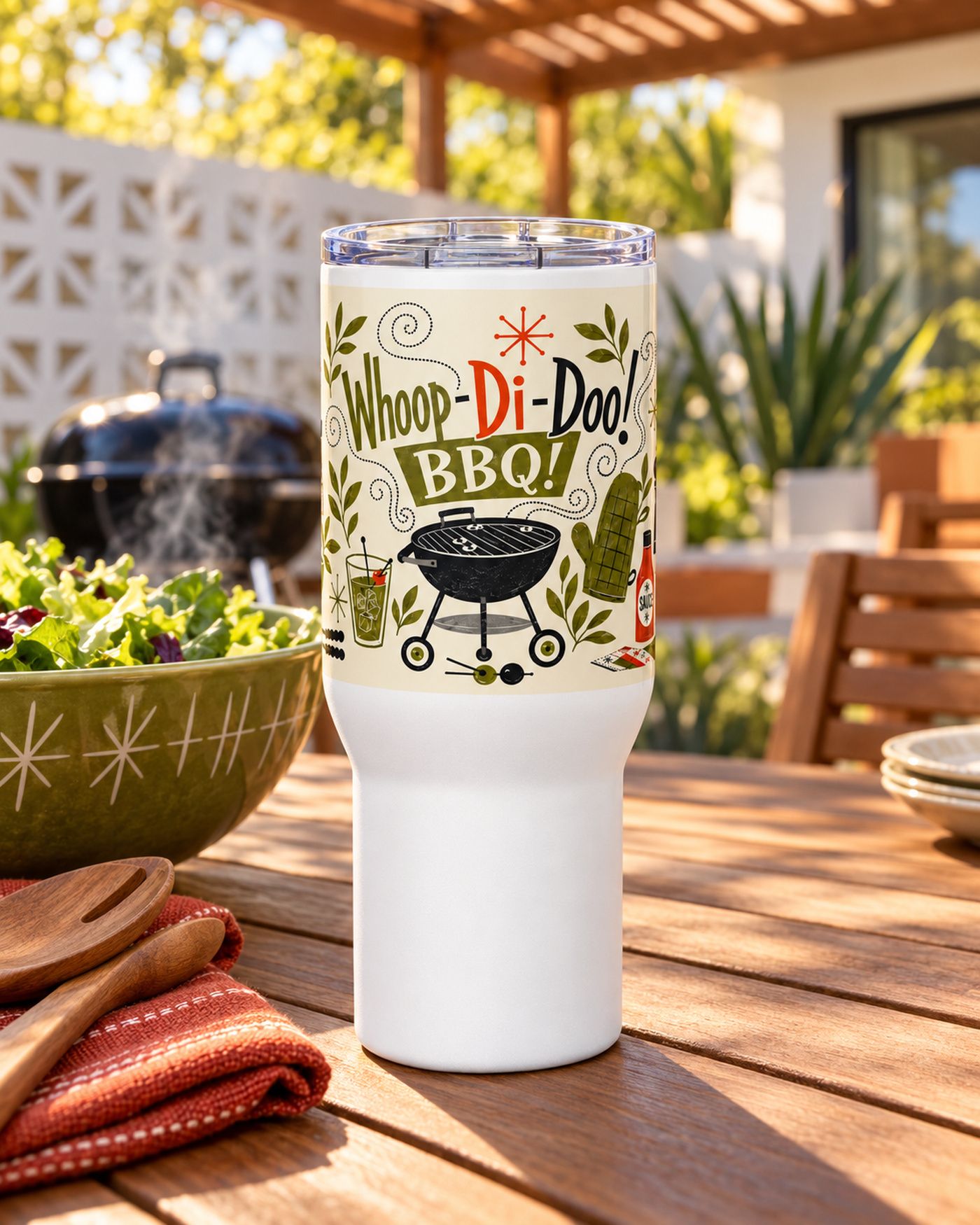 Whoop Di Do BBQ! Travel Mug with a Handle
