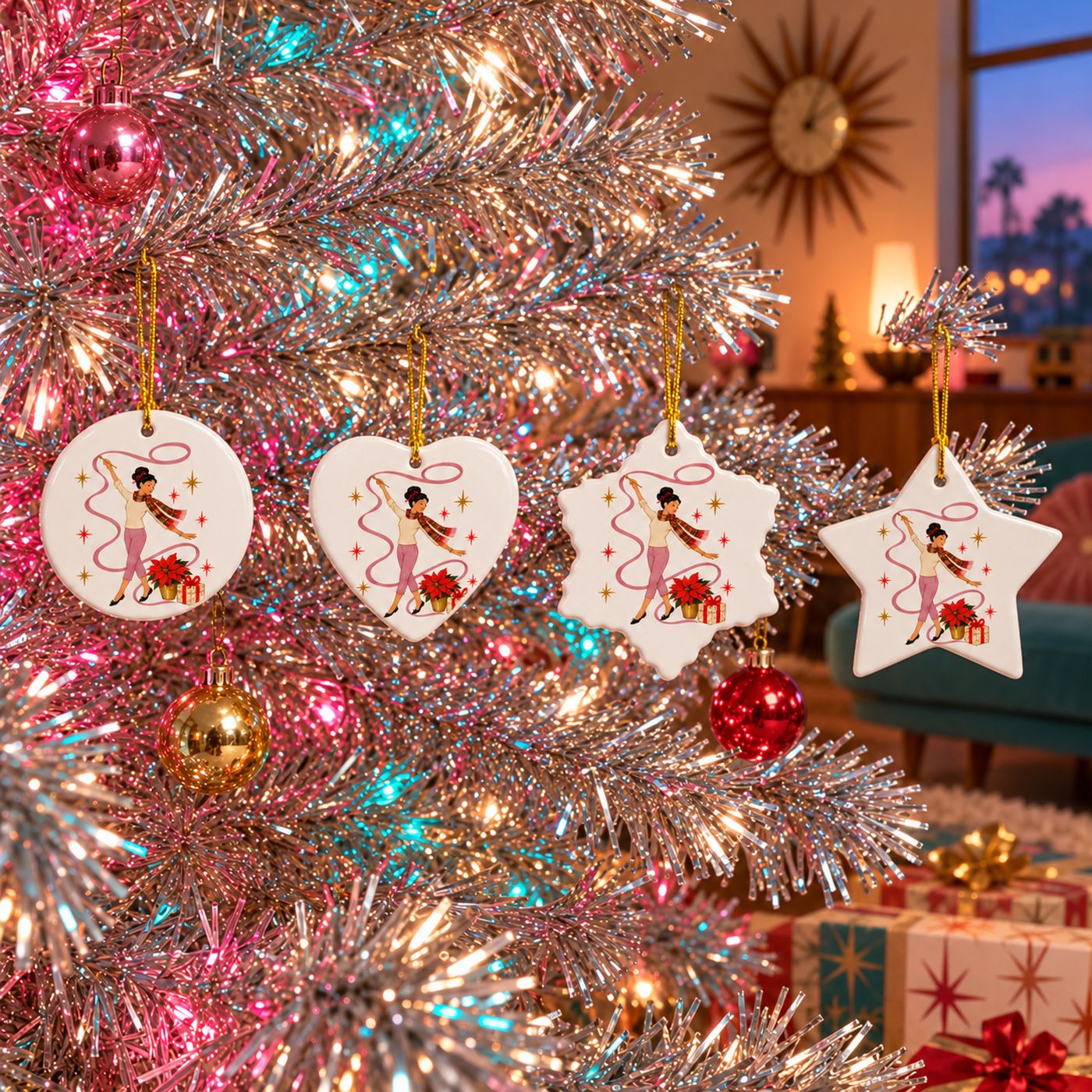 Holiday Hostess "The Ribbon Twirler" Ceramic Ornament