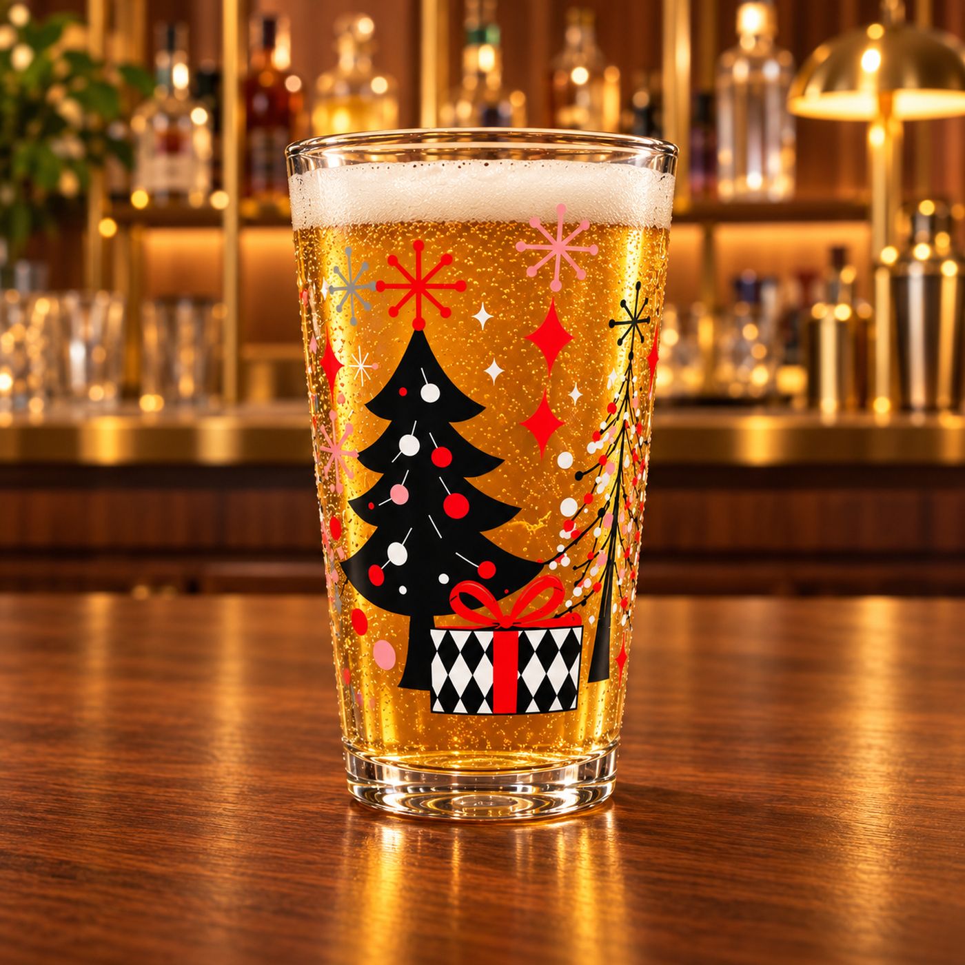 Kitschmas Kocktails "Sparkle & Spruce" Shaker Pint Glass