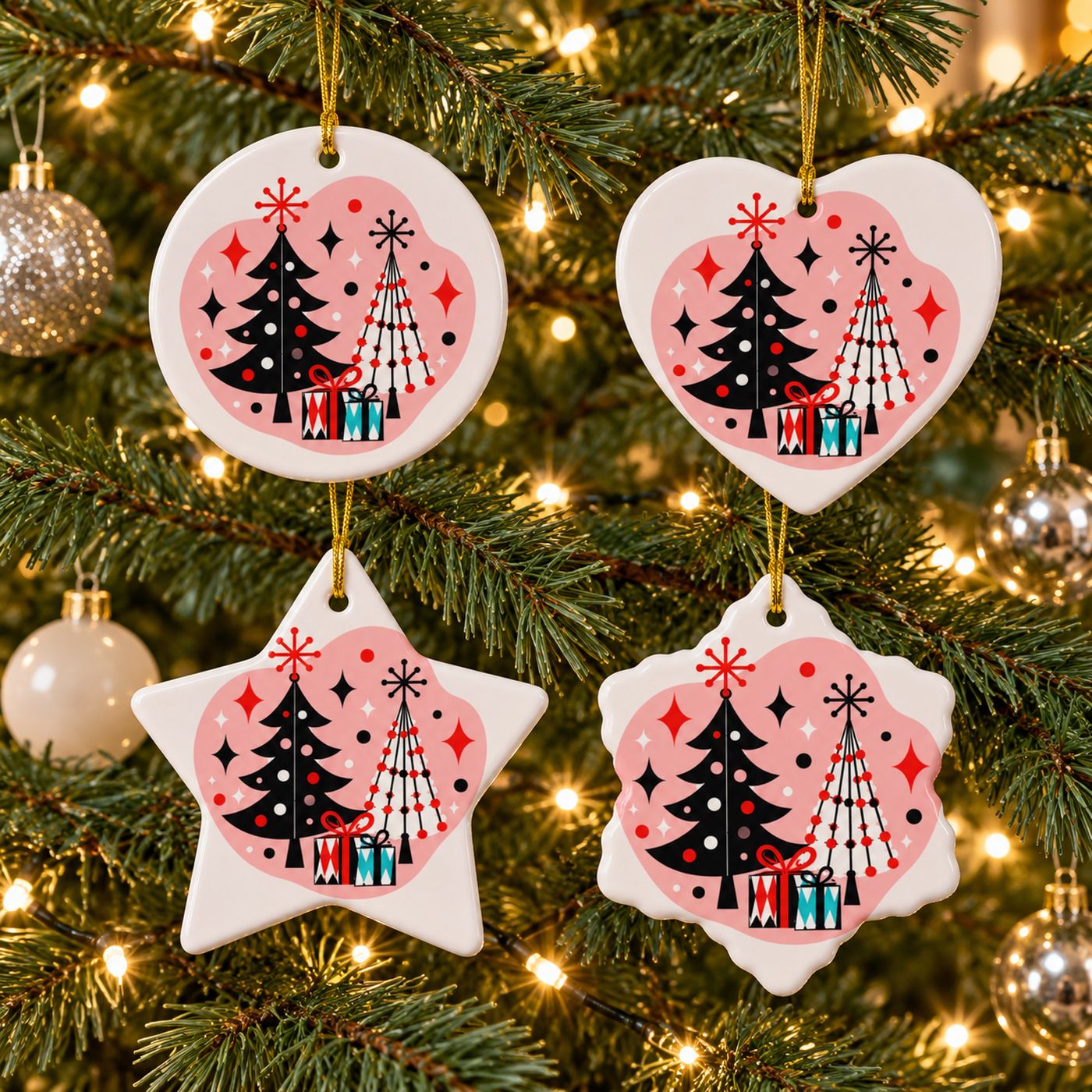 Merry Merry Mod! "Sparkle and Spruce" Ceramic Ornament, Craft Room