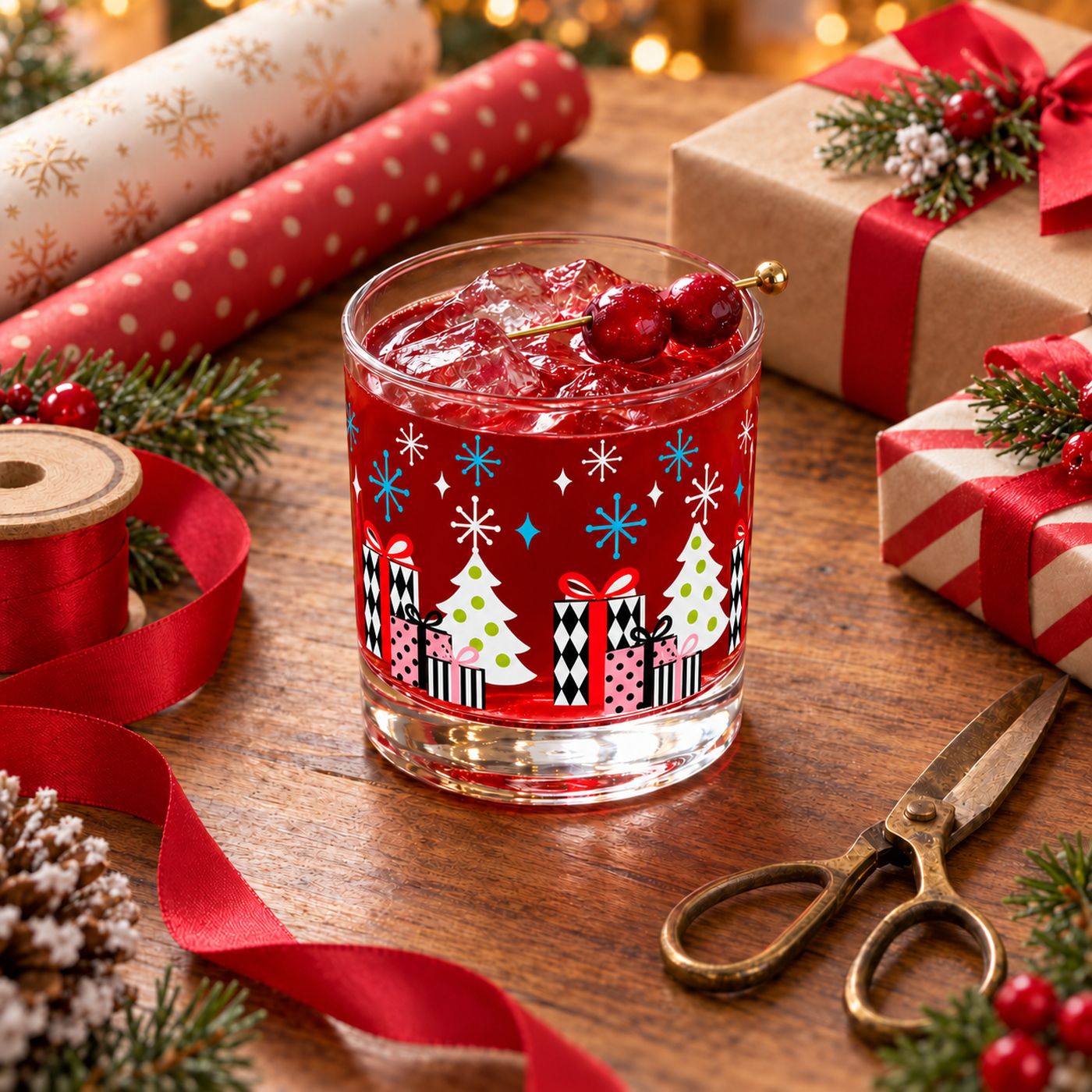 Kitschmas Kocktails "Gifting" Rocks Glass, Craft Room